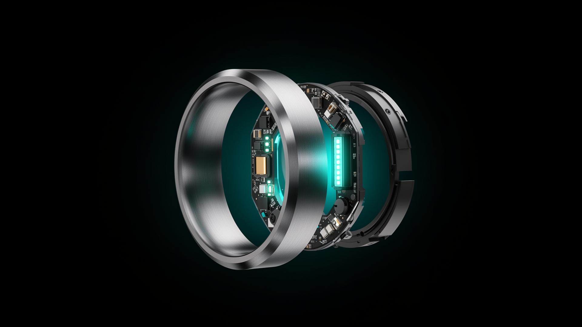 Exploded view of VEYRO smart ring components